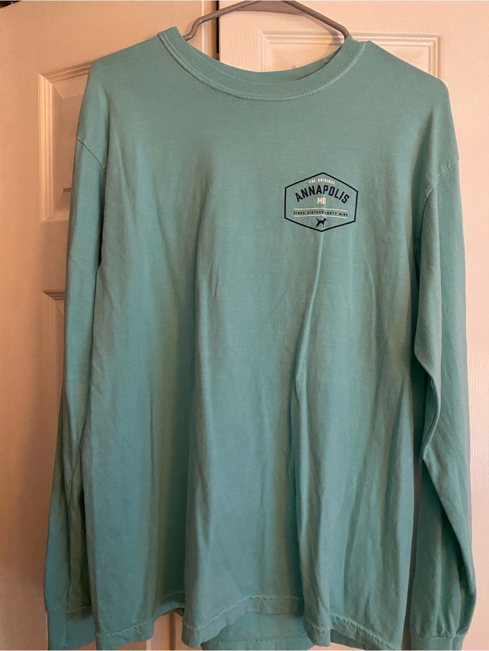 Annapolis Logo Long-Sleeve Tee - Light blue- size medium